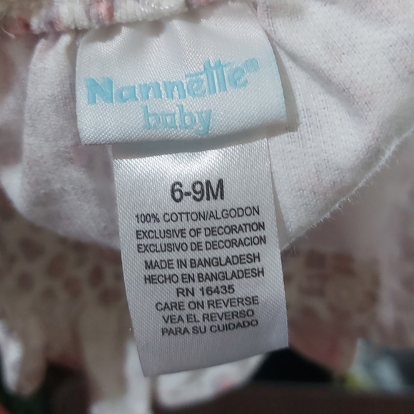 Nannette Baby 6-9 Months Pink Leopard Print Ruffle Criss Cross Overall Dress - Picture 6 of 7